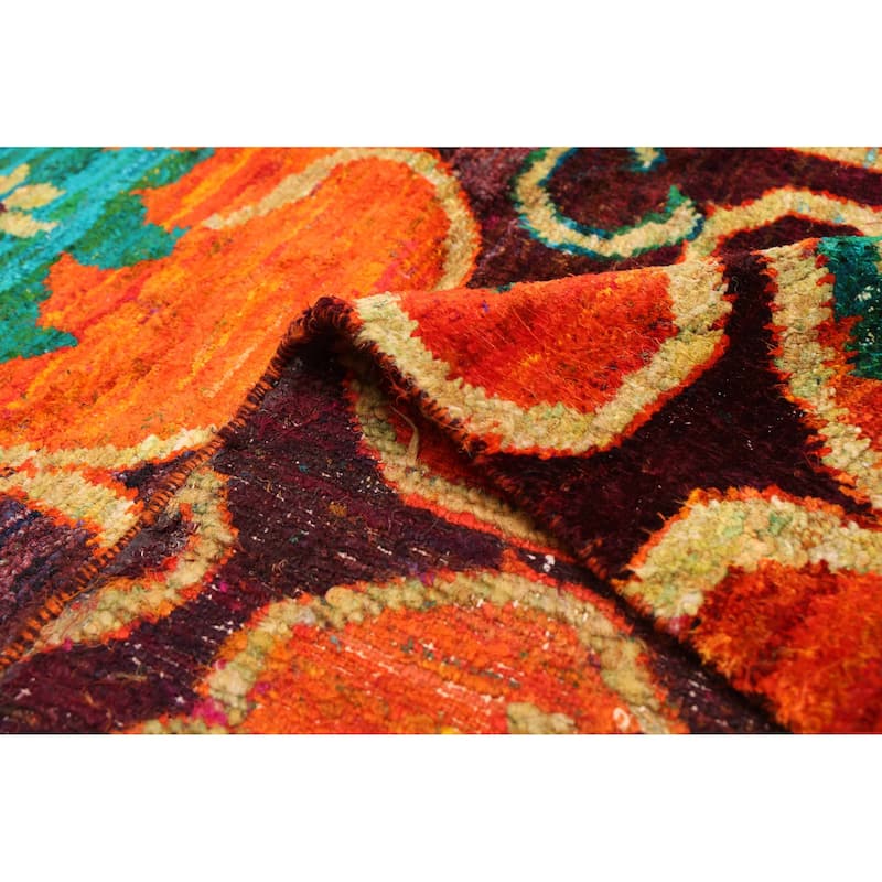 ECARPETGALLERY Hand-knotted Opulence Orange Silk, Wool Rug - 5'0 x 7'0