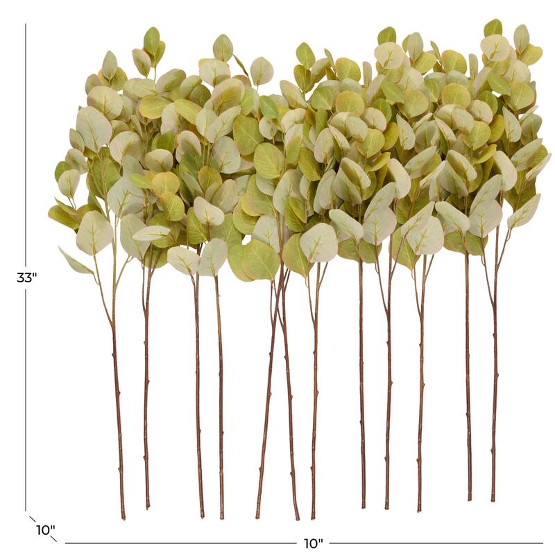 Green Polyester Tall Eucalyptus Stem Artificial Foliage (Set of 12)
