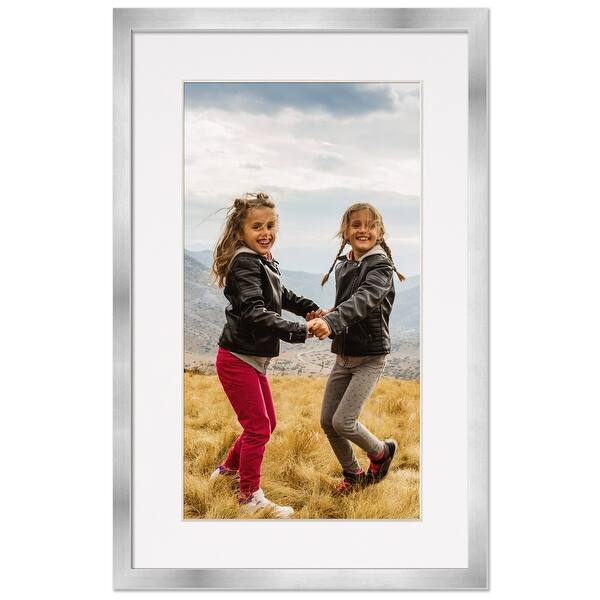 9x13 Picture Frame With Mat - Black Wood Frame For 11x15 Display, Includes White Mat & Hanging Kit