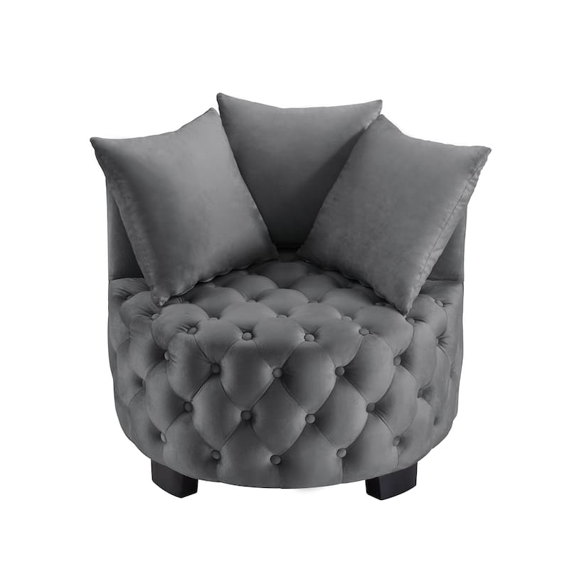 Contemporary Upholstered Tufted Leisure Chair Accent Chair, Dark Gray