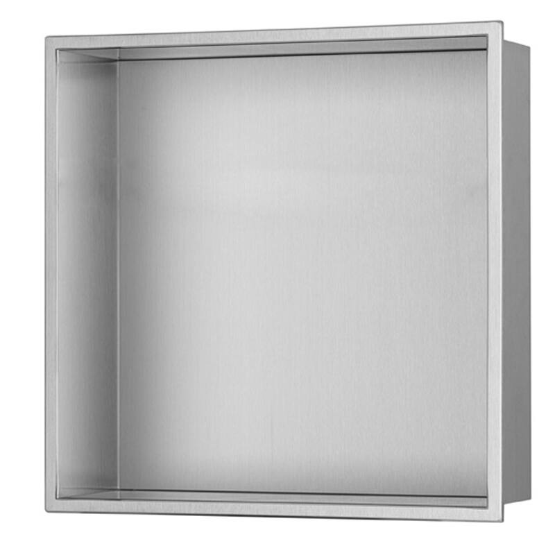 12-in x 12-in Ultra-thin Frame Recessed Stainless Steel Shower Niche Brushed Stainless Steel