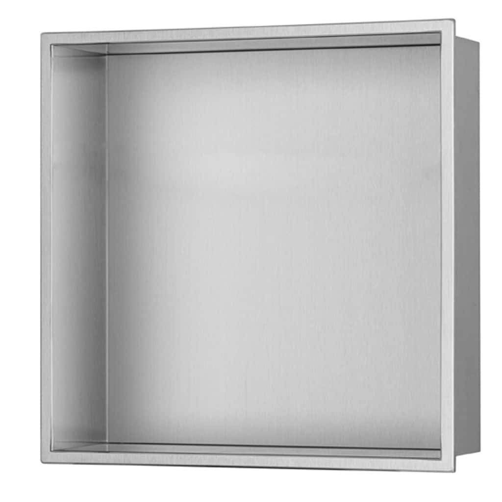 12-in x 12-in Ultra-thin Frame Recessed Stainless Steel Shower Niche Brushed Stainless Steel