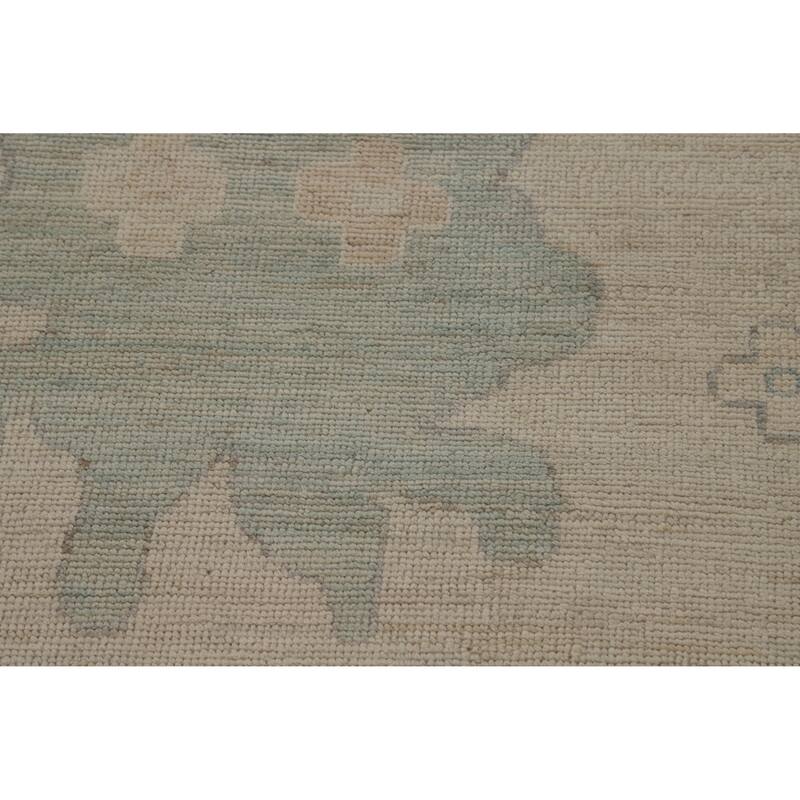 Hand Knotted Oriental 100% Wool Carpet Transitional All-Over Beige & Ivories Oushak Area Rug - 14' 8'' X 11' 10''