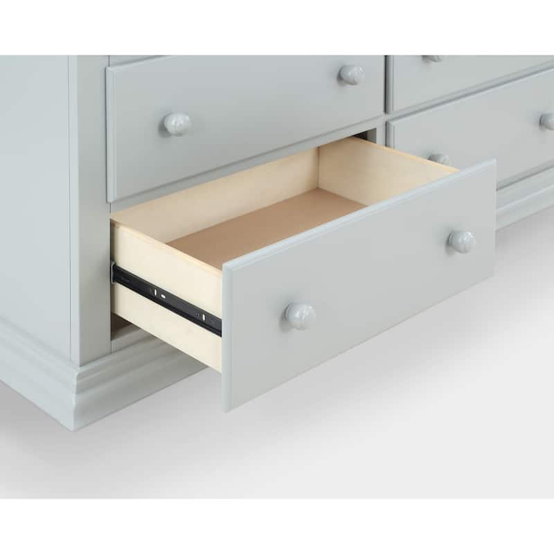 HomeRoots 56" Gray Solid and Manufactured Wood Six Drawer Double Dresser