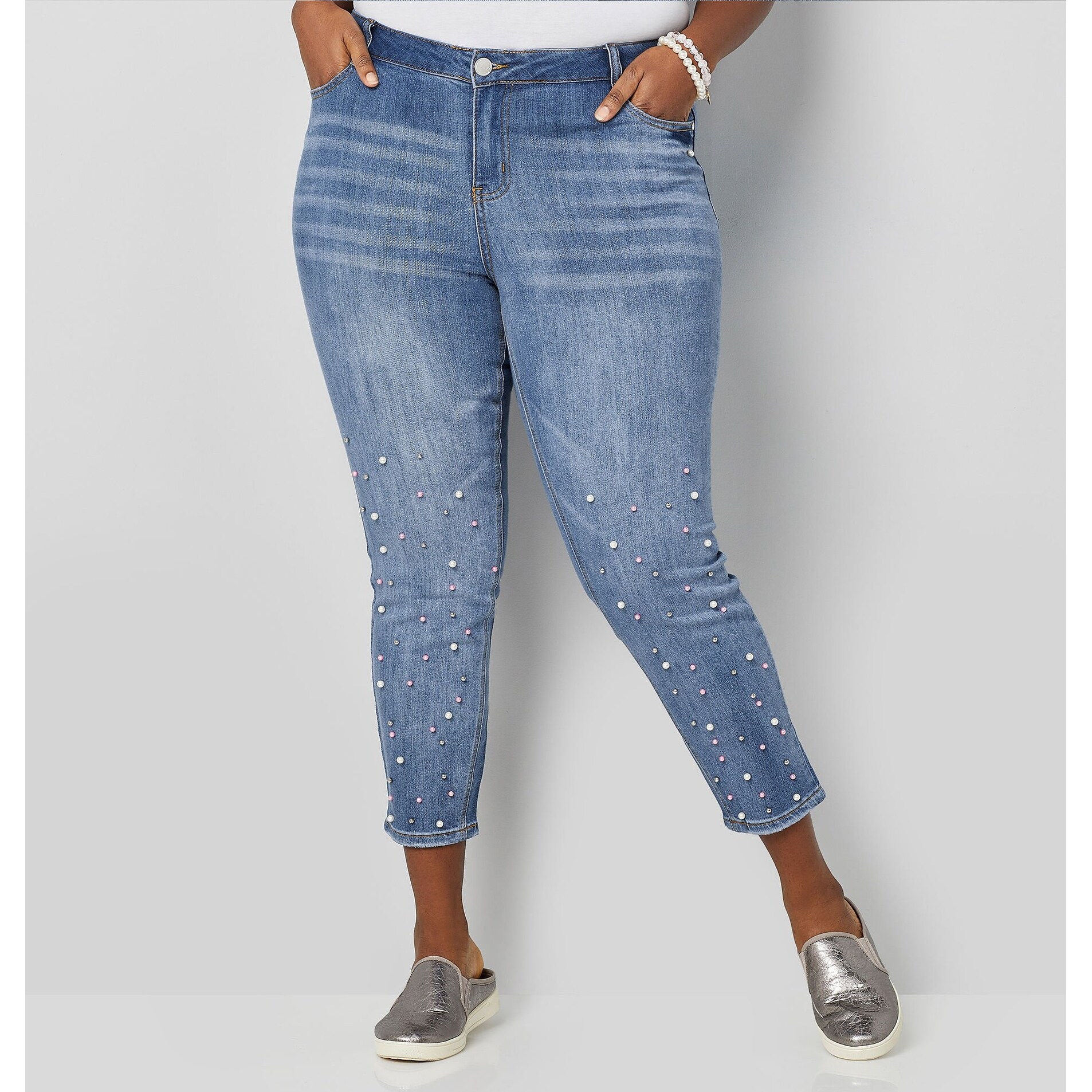 pearl studded jeans
