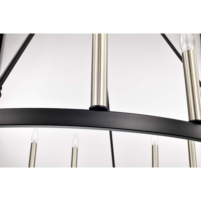 Grania 40 Inch Brass Detail Wagon Wheel Chandelier with 12 Light - N/A