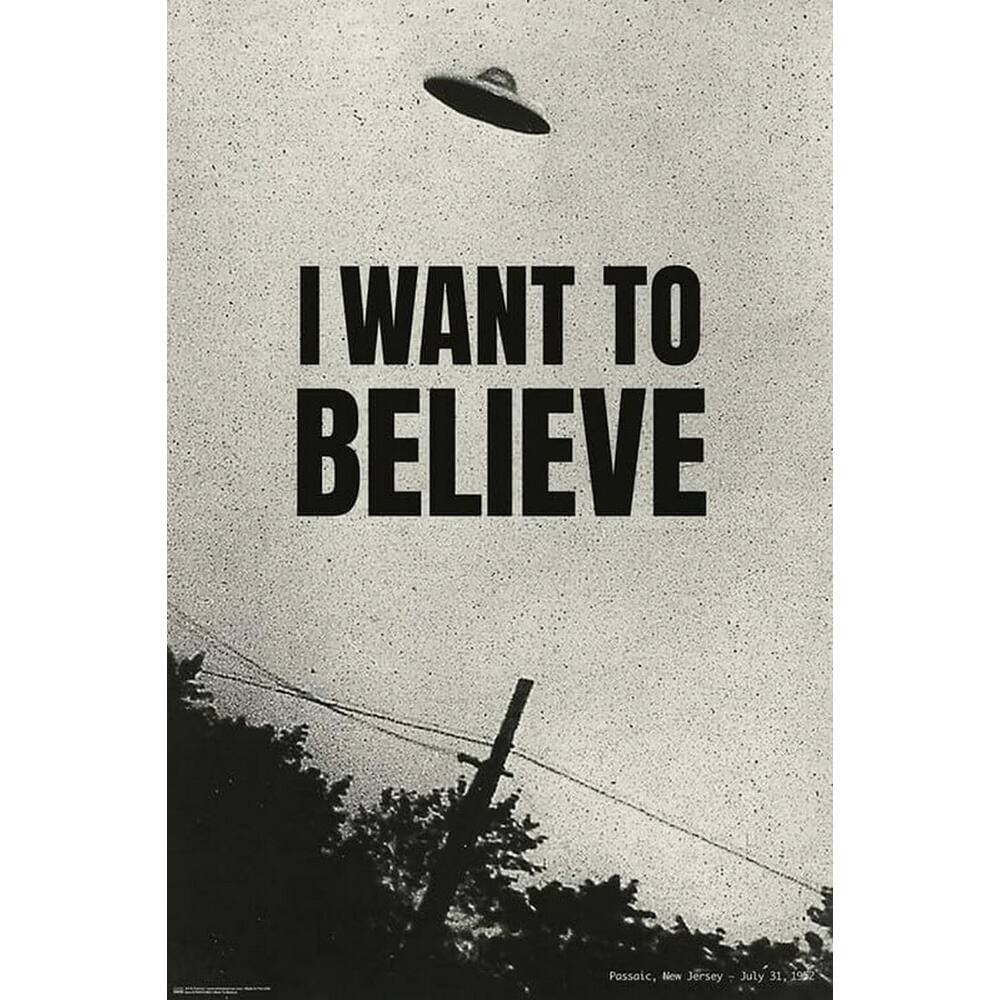 "I Want to Believe" Unidentified Flying Object Sighting Passaic NJ Art Poster - 24 x 36 Inch