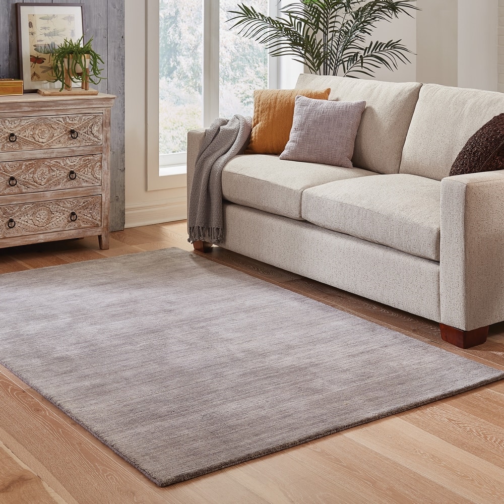 Style Haven Heathered Solid Hand-crafted Plush Wool Area Rug