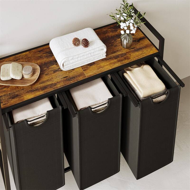Laundry Sorter with 2 Pull-Out and Removable Bags - 33"L x 13"W x 29.5"H