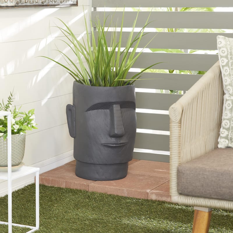 Magnesium Oxide Easter Island Head Indoor Outdoor Planter - Dark Gray or Brown - Roche River Decor