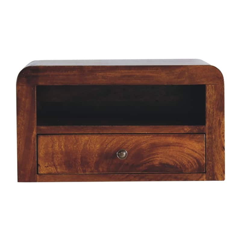 Artisan Furniture Solid Wood Chunky Chestnut Floating Bedside, 1 Drawer and 1 Shelf