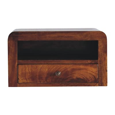 Artisan Furniture Solid Wood Chunky Chestnut Floating Bedside, 1 Drawer and 1 Shelf