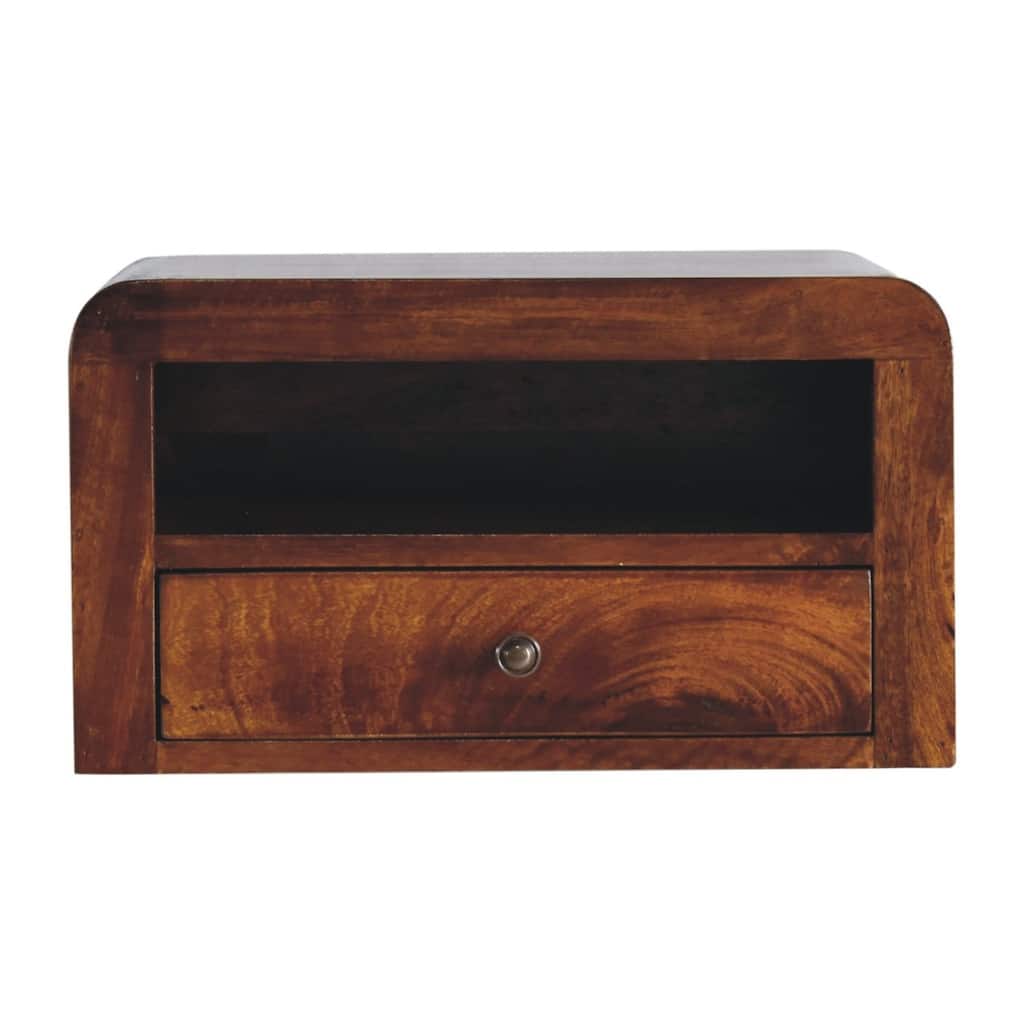 Artisan Furniture Solid Wood Chunky Chestnut Floating Bedside, 1 Drawer and 1 Shelf