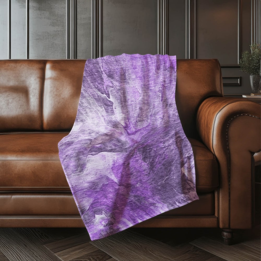 Premium Machine Washable Abstract Watercolor Sherpa Throw Blanket