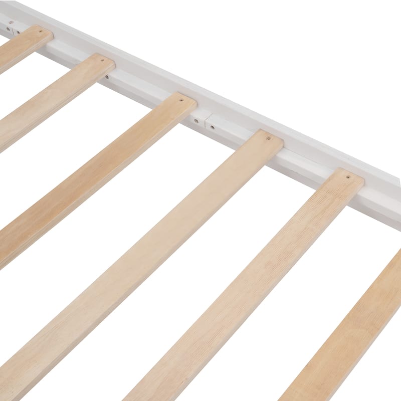 Full Over Full Bunk Bed with Stairway, Twin Size Trundle, Guard Rail and Storage
