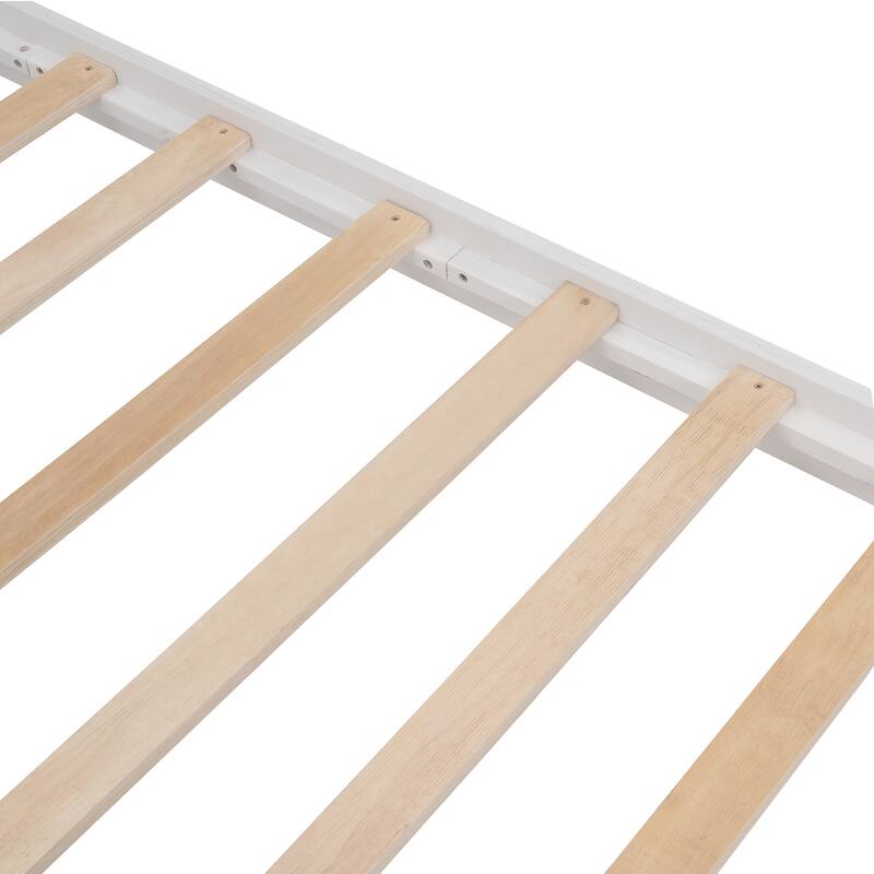 Full-Over-Full Bunk Bed with Twin Trundle, Storage, Guard Rail, White