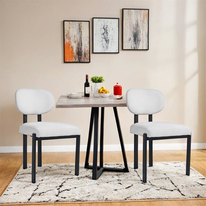 Dining Room Chairs Set of 2,Upholstered Boucle Kitchen Dining Chairs
