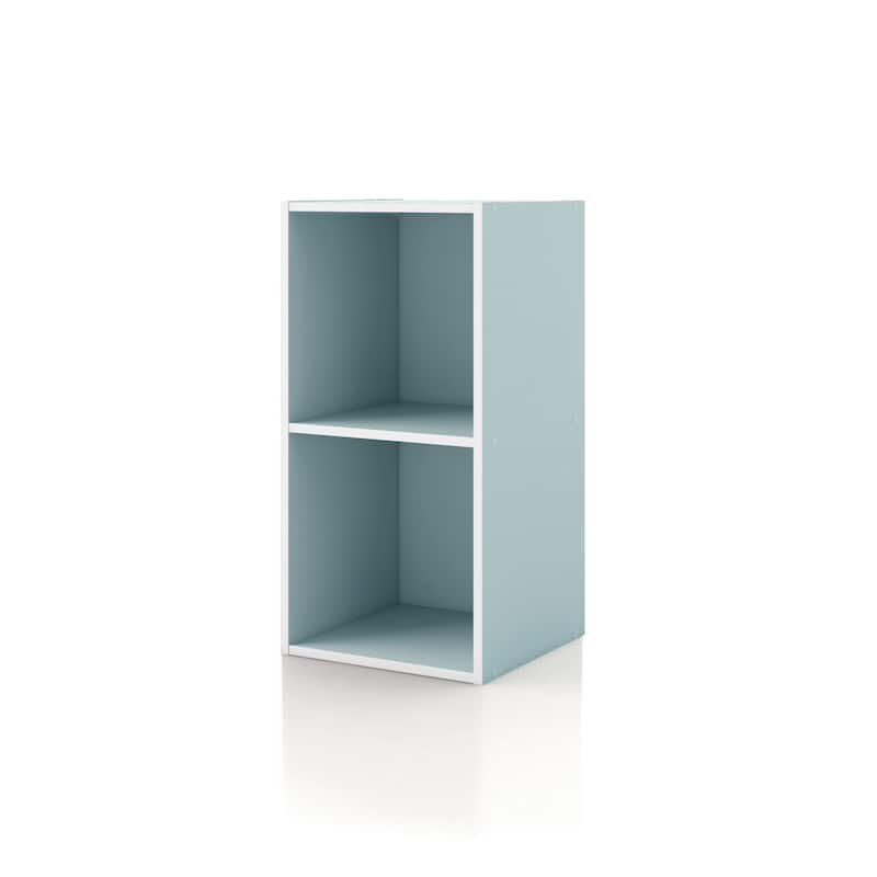 DH BASIC Modern Wood Customizable Stackable Storage Organizer - Cube Shelves, Drawer Cabinet, Bookcase with Doors by Denhour - 2-Cube - Light Blue