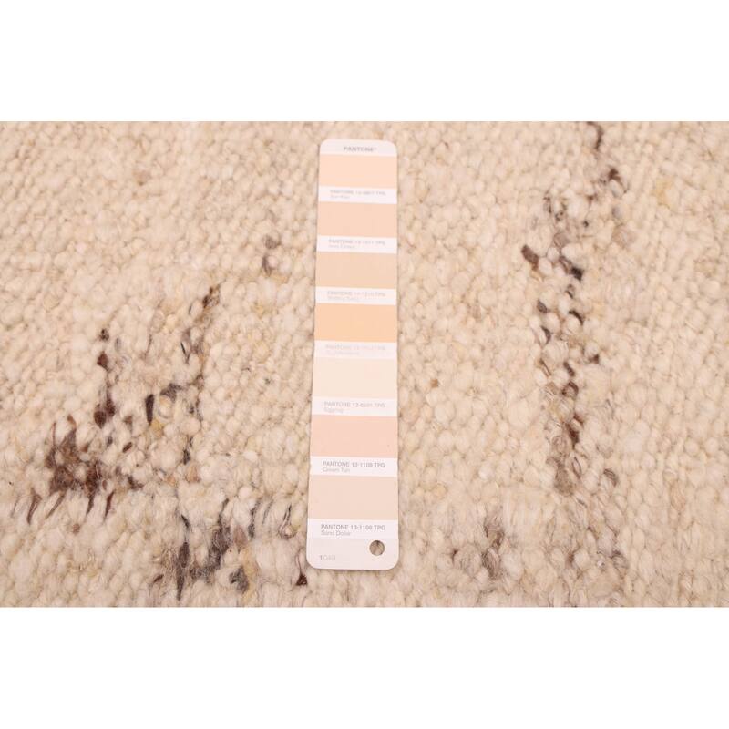 ECARPETGALLERY Hand Woven Looma Cream Wool Rug - 7'10 x 9'10