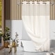 preview thumbnail 11 of 17, No Hook Slub Linen Texture Shower Curtain with PEVA Snap-in Liner