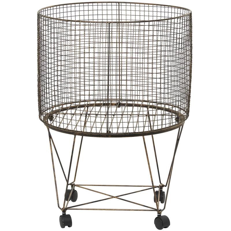 Metal Deep Set Wire Basket Storage Cart with Wheels - Bronze - Roche River Decor - Bronze