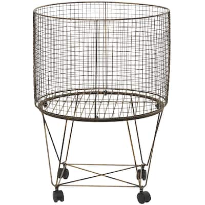 Metal Deep Set Wire Basket Storage Cart with Wheels - Bronze - Roche River Decor