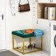 preview thumbnail 55 of 74, Upholstered Tufted Velvet Ottoman, Modern End of Bed Bench with Golden Metal Frame, Entryway Footrest Stool