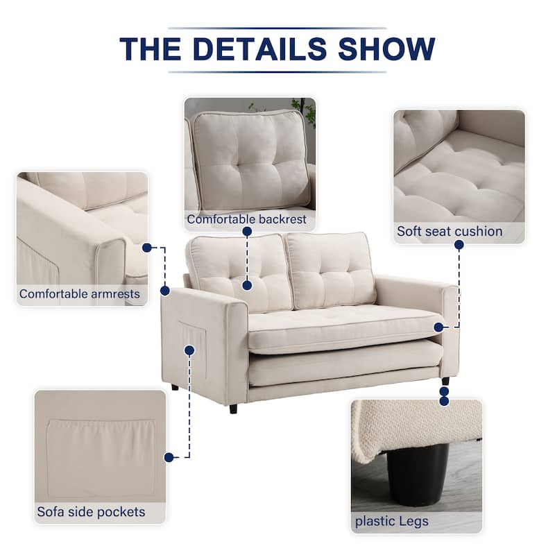 Velvet Upholstered Tufted Space saving Fold Sleeper Sofabed