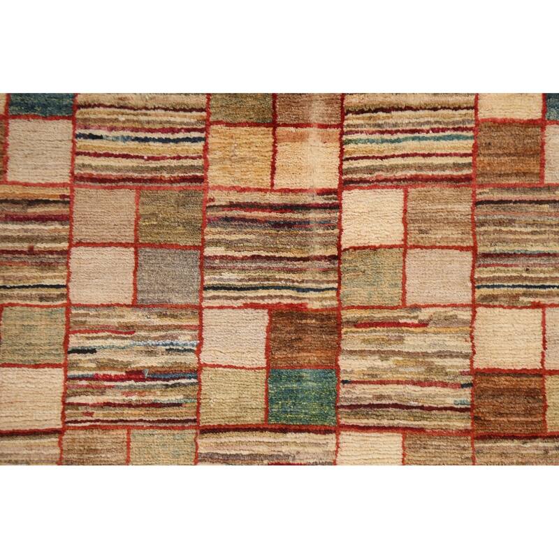 Geometric Gabbeh Kashkoli Oriental Wool Area Rug Hand-knotted Carpet - 3'3" x 4'11"