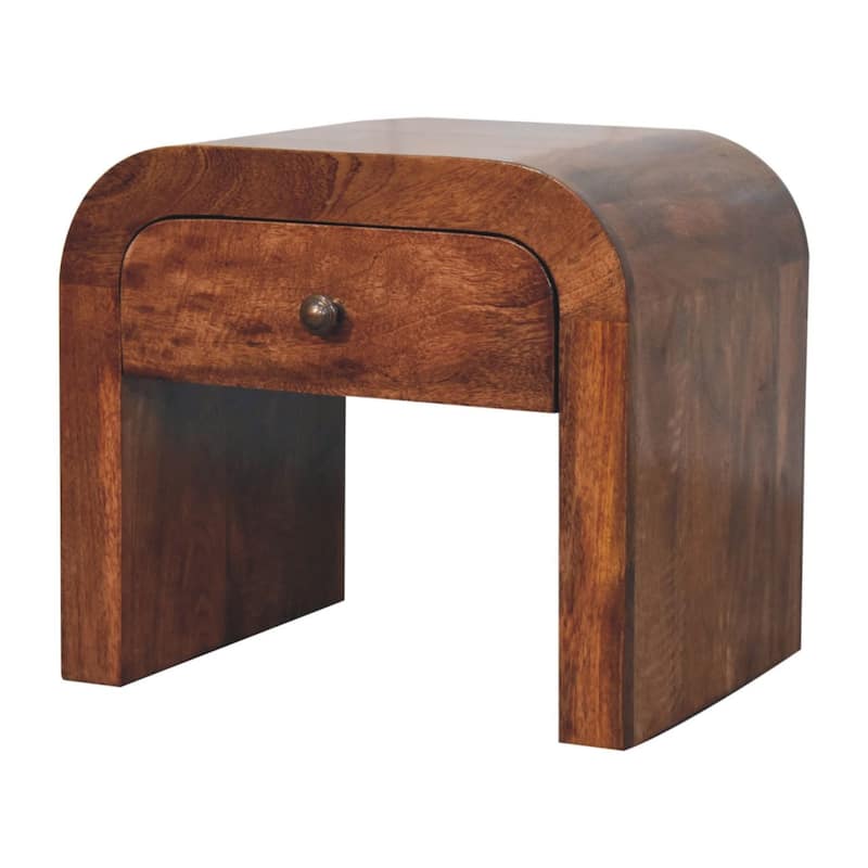 HomeRoots 16" Brown Solid Wood One Drawer Arched Nightstand
