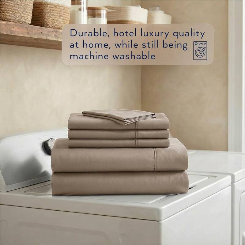 Thomasville 1500 Thread Count Beige Piece Premium Cotton Rich Sateen Sheet Set