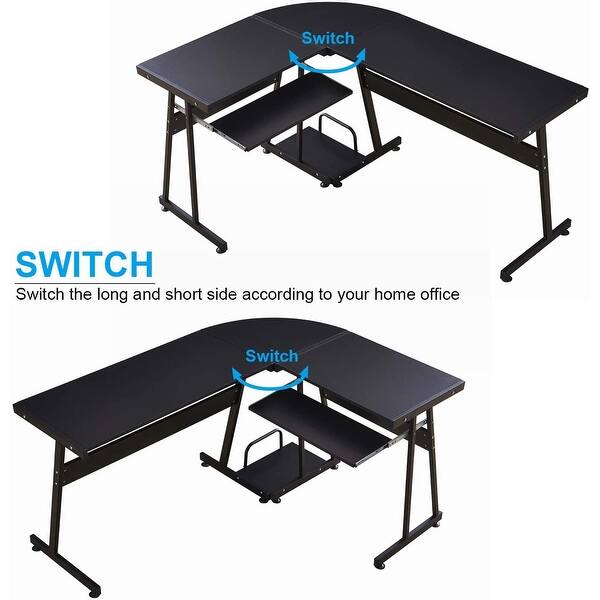 Reversible Black Gaming Desk Corner Desk Modern L Shaped Computer Desk Overstock 31978179