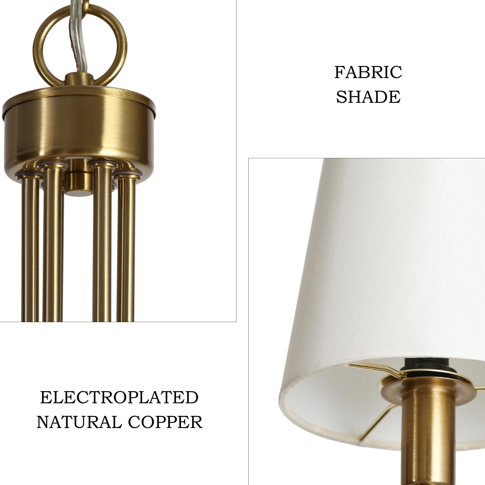 Mid-Century Modern Gold 6/8-Light French Chandelier Fabric Pendant