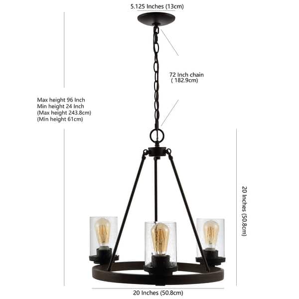 Athos Ring Iron/Seeded Glass Bohemian Cottae LED Chandelier, Oil Rubbed Bronze by JONATHAN Y