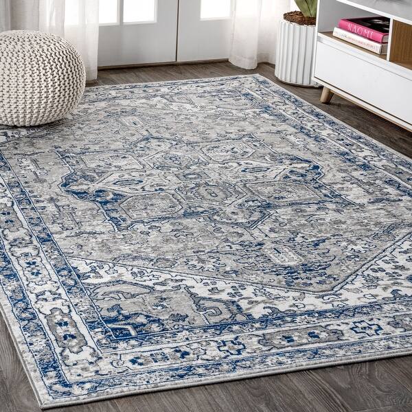 Shop Jonathan Y Modern Persian Vintage Medallion Light Grey Navy Distressed Area Rug On Sale Overstock 25896032