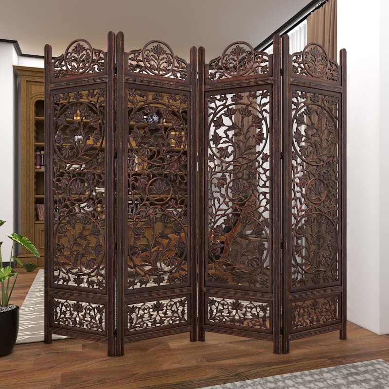 Brown MDF Traditional Room Divider Screen 72 x 80 x 1