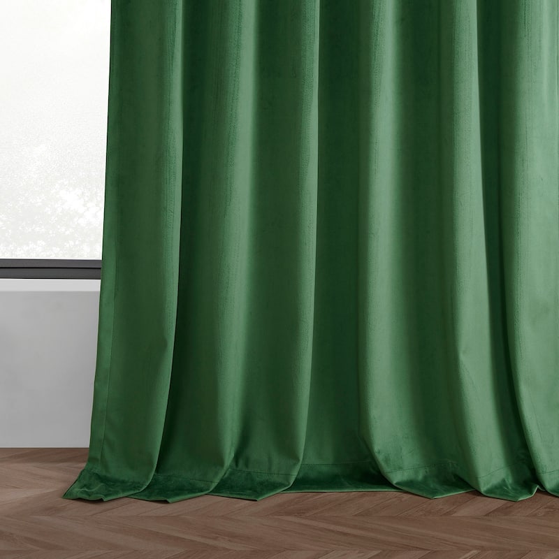 Exclusive Fabrics Basic Deluxe Velvet Room Darkening Curtain Pair - 2 Panels Window Curtains