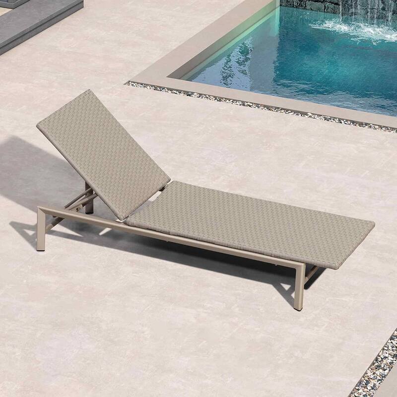 PURPLE LEAF Patio Wicker Chaise Lounge , Aluminum Outdoor Pool Lounge Chair with Adjustment Backrest