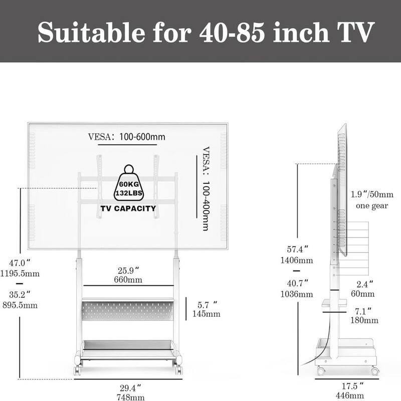 Rolling Floor TV Stand Mount