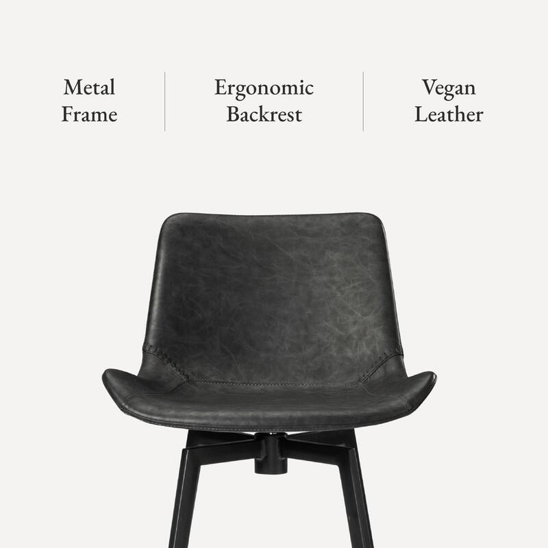 Maven Lane Victor Metal & Vegan Leather Kitchen Dining Stool