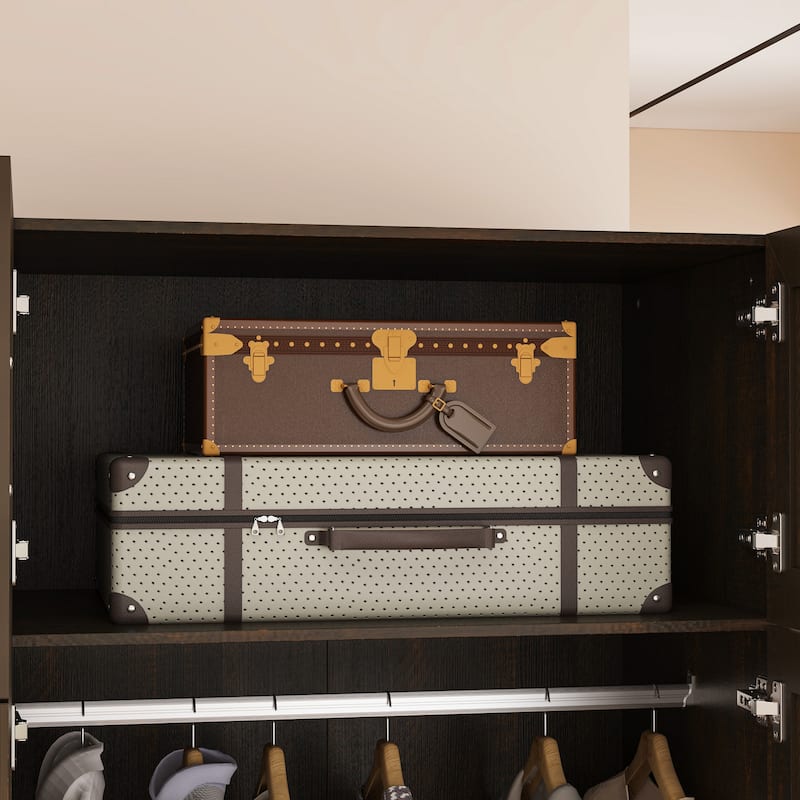 Modern White Wardrobe Closet with Mirror - Multi-Functional Bedroom Storage Cabinet