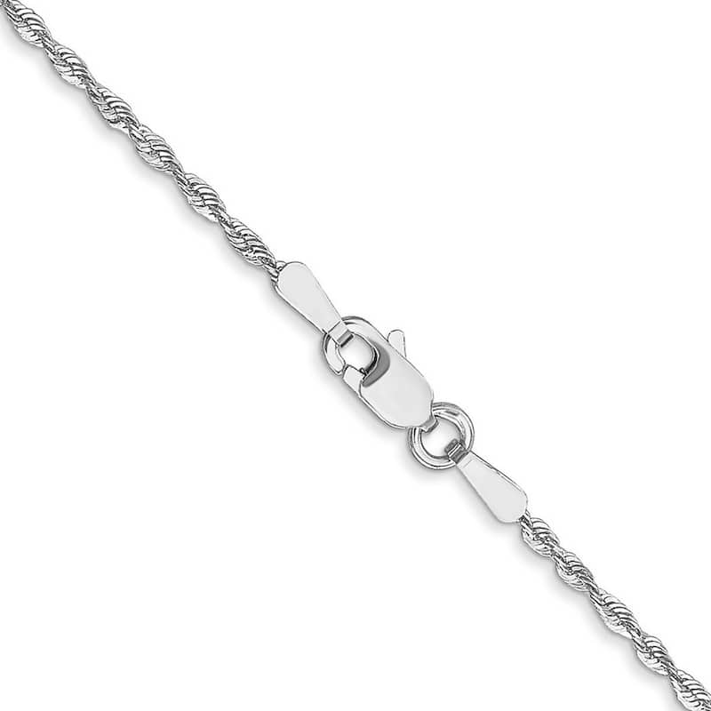 Curata 10k White Gold Solid Polished Lobster Claw Closure V plus 2.5mm Sparkle Cut Lightweight Chain Bracelet 8 Inch