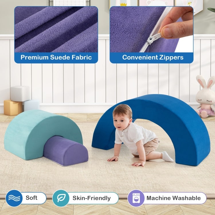 Multicolor Suede Foam Rainbow Arc Climber Set for Kids 3+ Years - Multi Color - 47" × 20" × 24"