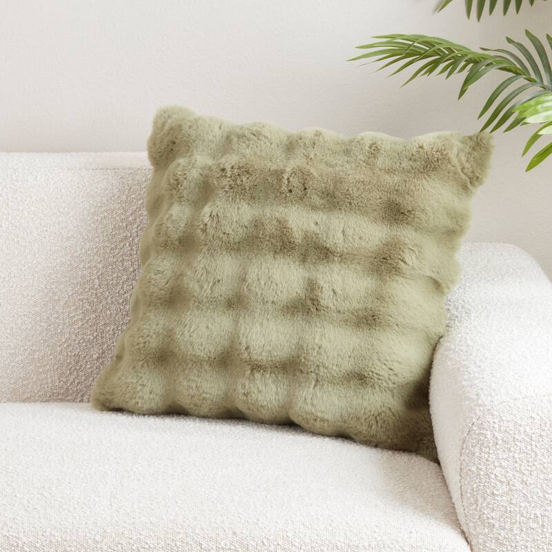 Plush Faux Fur Throw Pillow - Ultra-Soft Textured Accent for Sofa, Bed & Cozy Layered Styling
