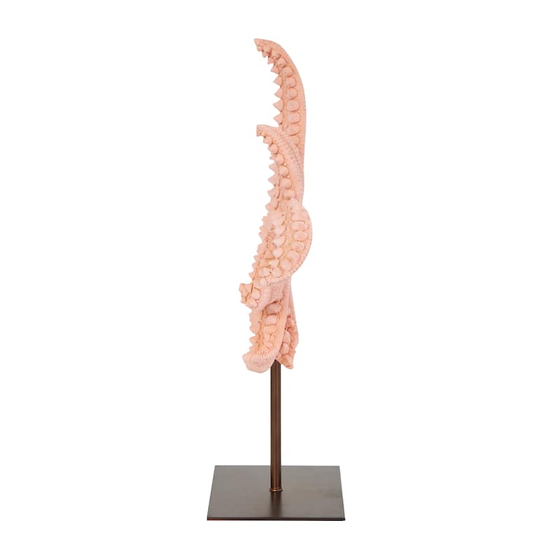 Pink Polystone Textured Starfish Sculpture with Copper Stand