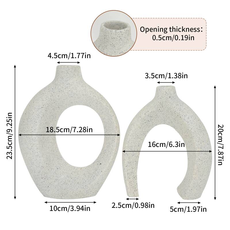 Off White Hollow Resin Vase (Set of 2)