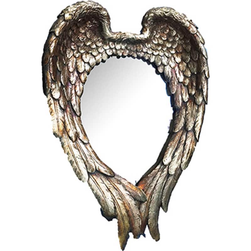 HomeRoots 22" Antiqued Gold Heart Resin Framed Accent Mirror - 22.4