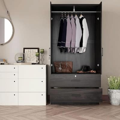 ​Bedroom Storage Cabinet - Wooden Wardrobe with Drawers