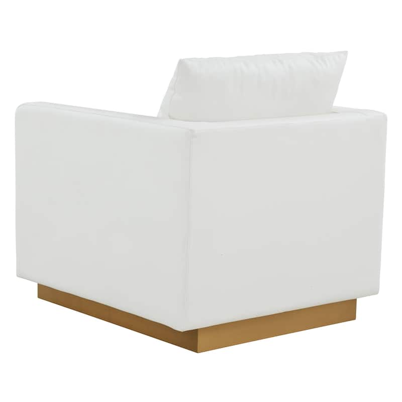 LeisureMod Nervo Modern Leather Accent Arm Chair With Gold Base - 32.75