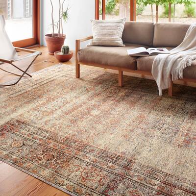 Alexander Home Luciano Distressed Brick Oriental Indoor/ Outdoor Rug